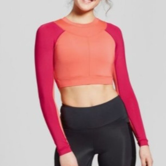 JoyLab Tops Joylab By Target Womens Color Block Long Sleeve Crop